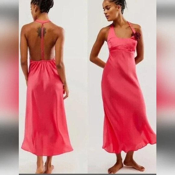 Free People Dresses & Skirts - Free People Happy Hour Midi Slip Dress Pink Size XS NWOT